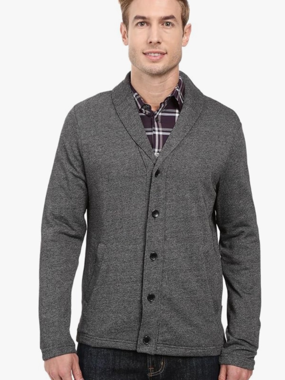 Perry Ellis Gray Cardigan Sweater Top